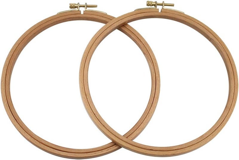 GuoFa 2 Pack 7 Inch Embroidery Hoop, 18CM Beech Wood Cross Stitch Hoops, Decorative Hanging Embroidery Frame for Needlepoint Sewing Project - Image 1